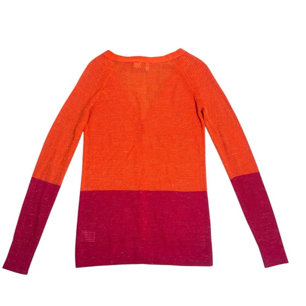 Anthropologie Moth orange and pink colorblock Pointelle Knit cardigan sweater XS - Picture 4 of 10